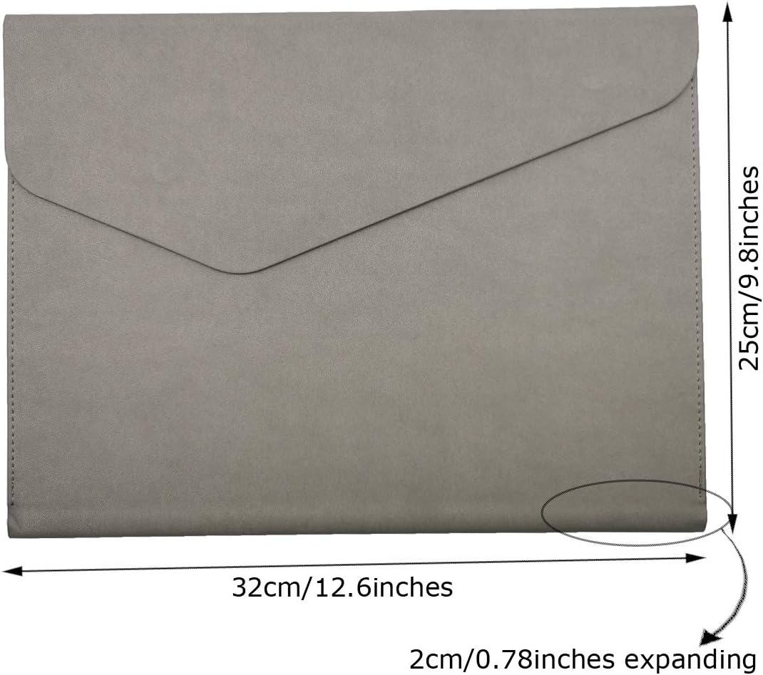 Enyuwlcm PU Leather A4 File Folder Document Holder Waterproof Portfolio Envelope Folder Case with Invisible Magnetic Closure Gray