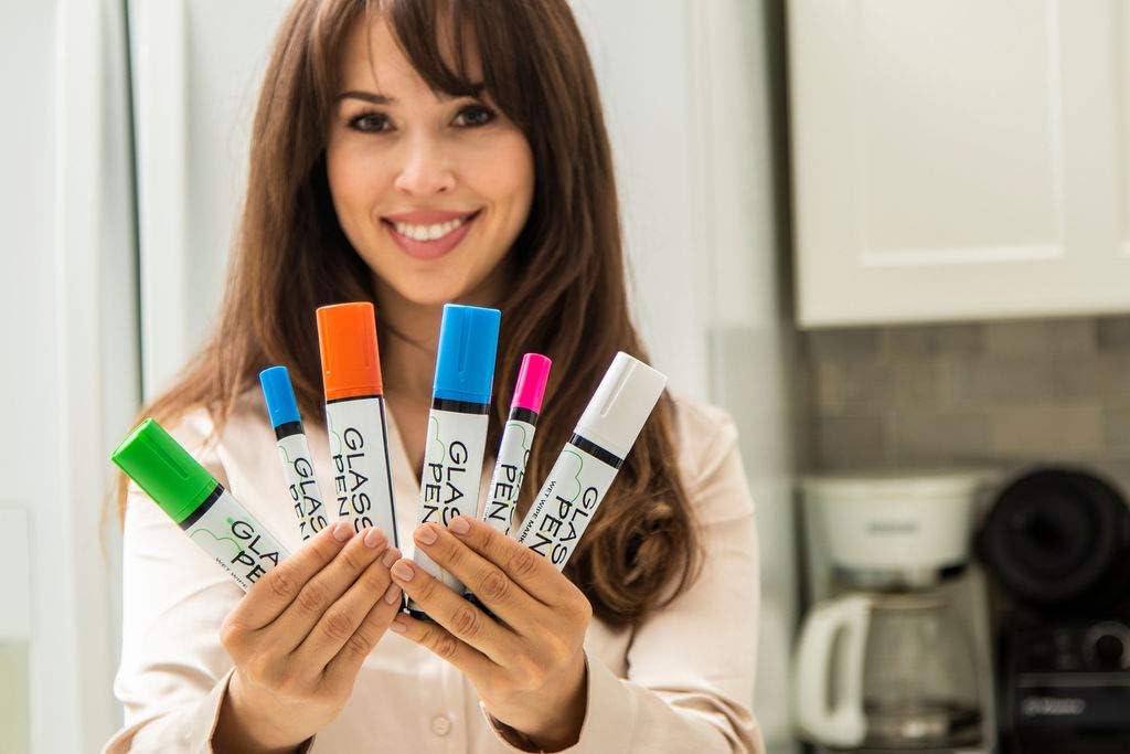 Glass Pen Window Marker: Liquid Chalk Markers for Glass, Car Marker or Mirror Pen with Washable Paint - Car Windows, Mirror, Storefront Windows, Parade & Party, Holiday (Red, Fine Tip)