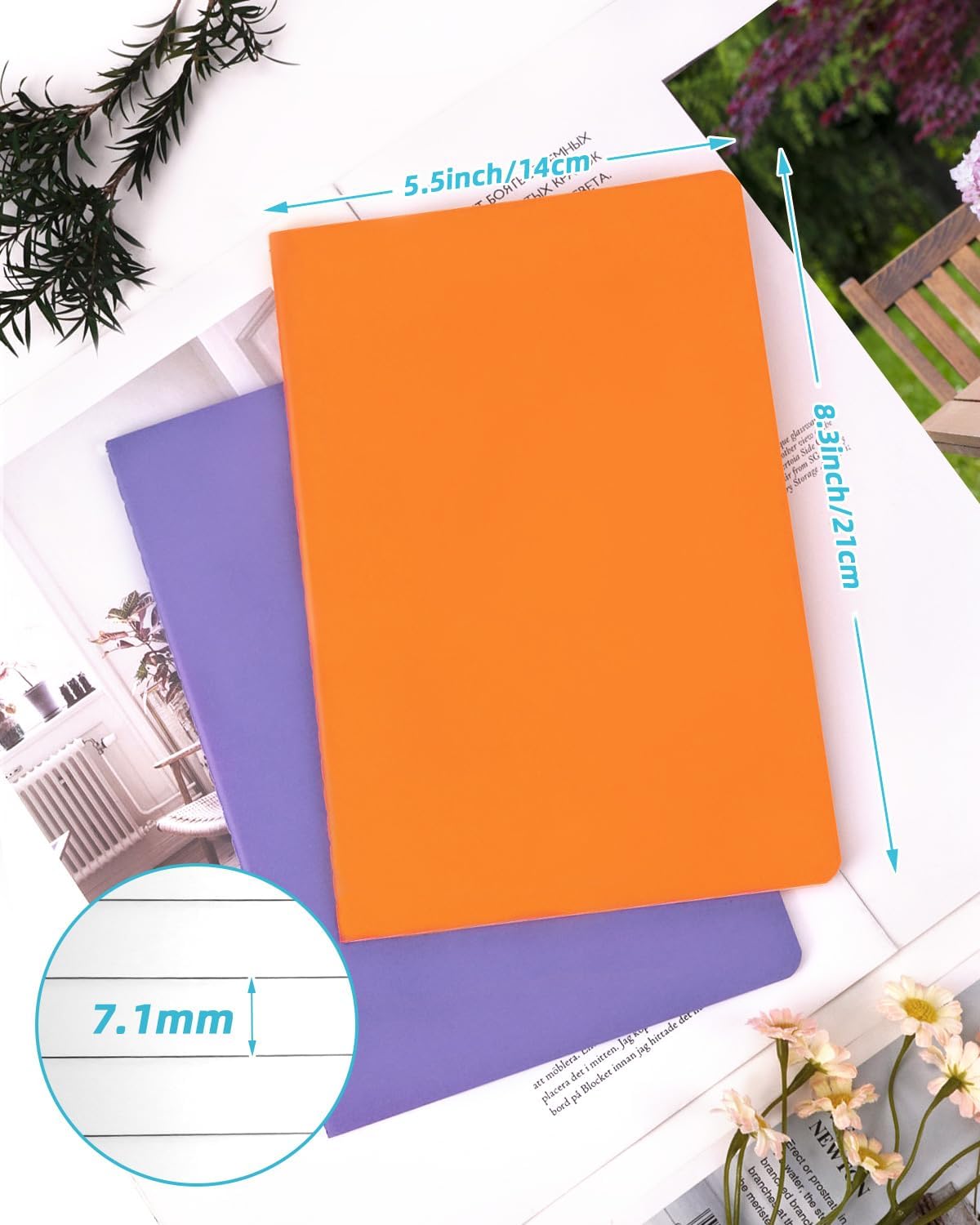 Dynta A5 Lined Notebooks Bulk 5.5 x 8.3 Inches Small Journals 30 Packs College Ruled Colored Soft Cover and Thick Paper for School or Office, 30 Sheets/60 Pages, 10 Colors