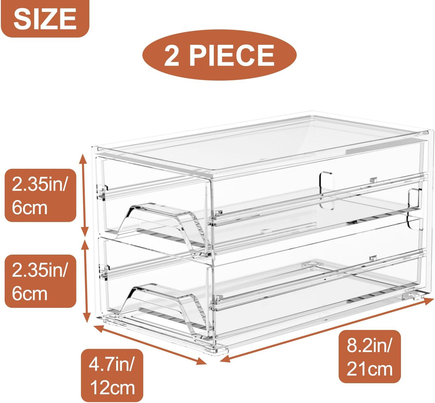 Desk Organizer Drawer Office Storage: 4 Plastic Drawers Organizers for Small Accessories, Clear Box for Stationery Supplies Organization, Storage Acrylic Bins Holder for Classroom Table