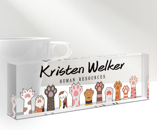 Gowellly Office Desk Name Plate Personalized - Custom Cute Desk Accessories Acrylic Name Plates for Desk - Employee Appreciation Gifts - Office Gifts for Teacher,Boss,Nurse,Women