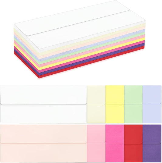 100 Pack #10 Colored Envelopes Letter Size, Colorful Business Envelopes Self Seal for Business, Invoices, Letter Mailing, Office Checks, 4 1/8 x 9 1/2 Inches