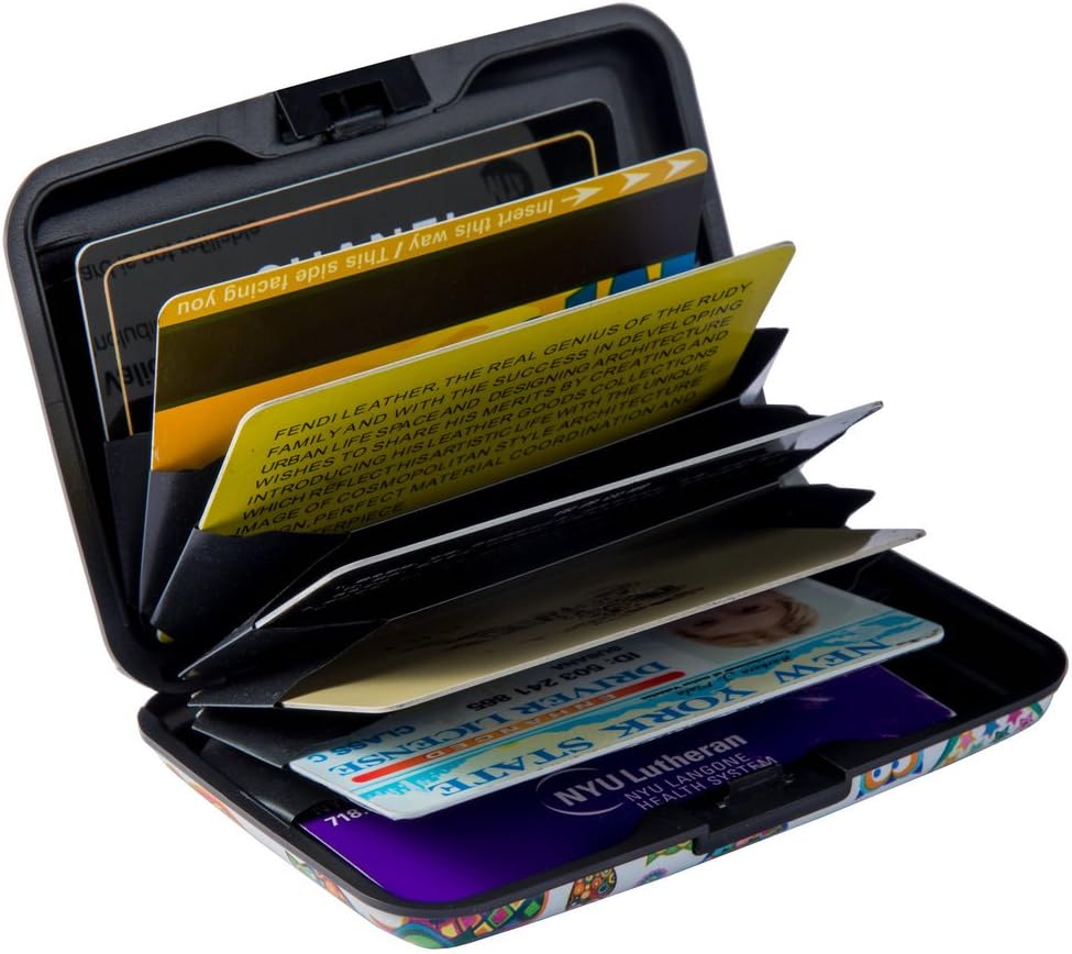 ELFISH Mini RFID Aluminum Wallet Credit Cards Holder Business Card Case Metal ID Case for Men Women (Owl)