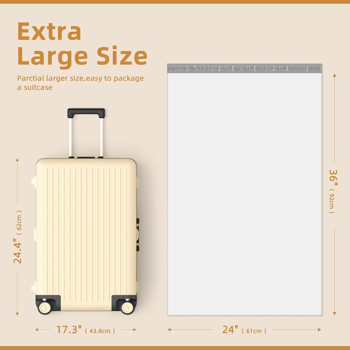 Fuxury Extra Large Poly Mailers 24x36" 50 Pcs, 2.5mil Bulk Shipping Bags for Clothing,Strong Adhesive Shipping Envelopes for Small Business Supplier,XL Poly Mailing Envelopes White