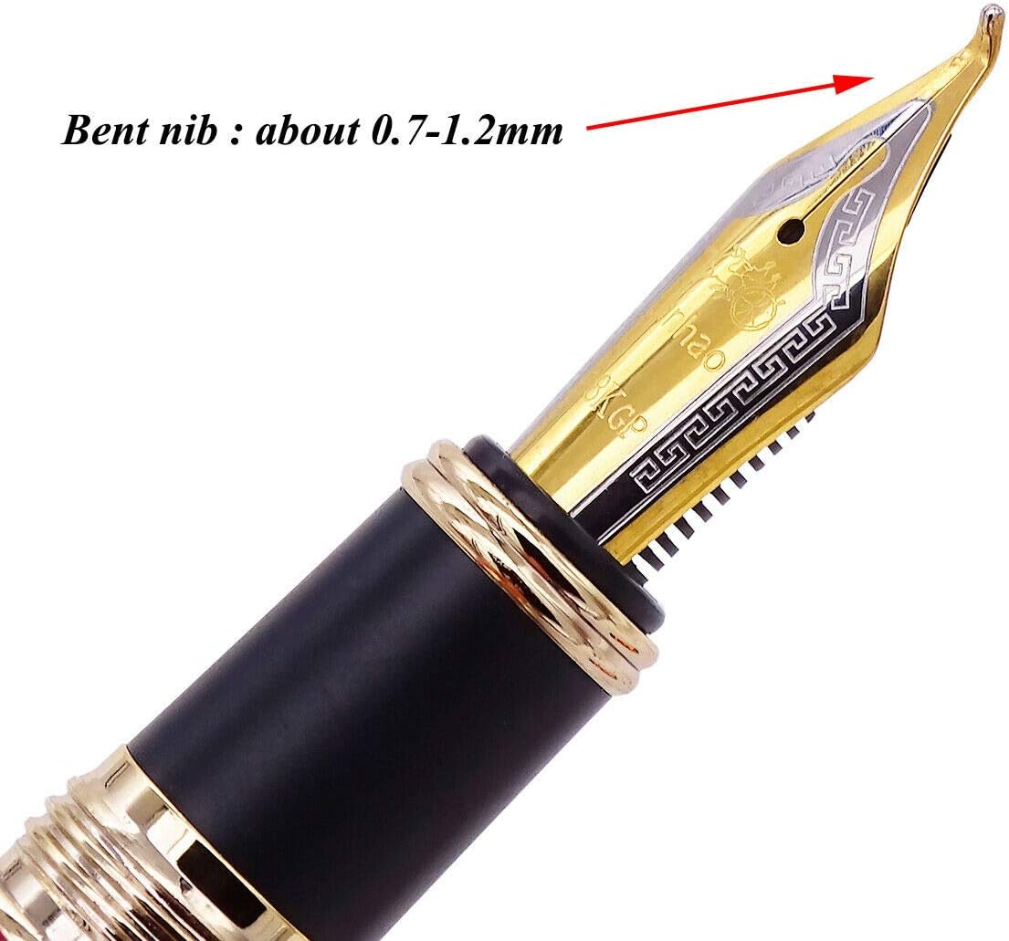 Jinhao 100 Fountain Pen Celluloid Classic Style, #6 Nib Smooth Writing Instrument with Refillable Converter and Pen Case Set