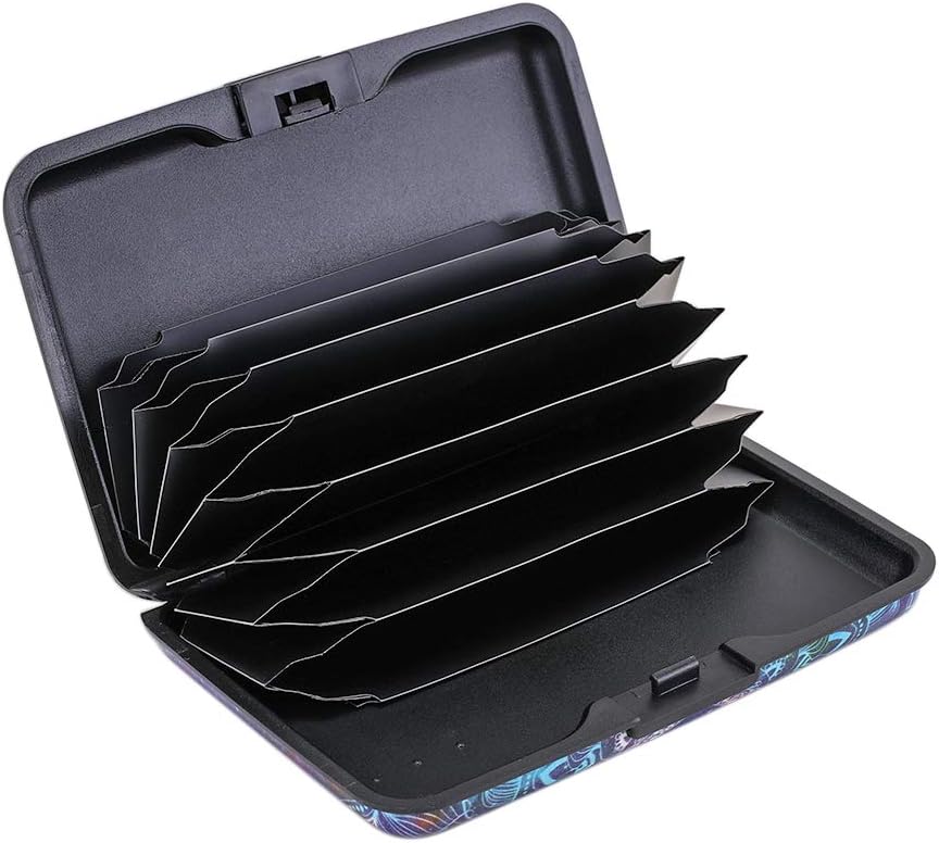 ELFISH Mini RFID Aluminum Wallet Credit Cards Holder Business Card Case Metal ID Case for Men Women (Acolorful)