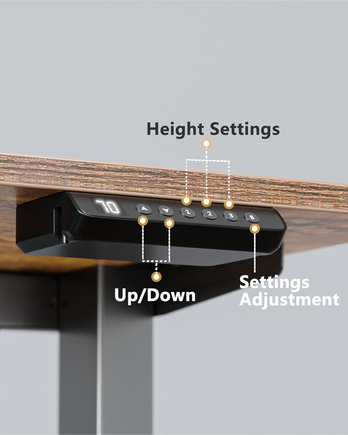 FEZIBO One-Piece Standing Desk Adjustable Height Stand up Home Office Desk, 40x24 Inch Electric Standing Computer Desk, with 4 Memory Presets, Fixable casters, Rustic Brown