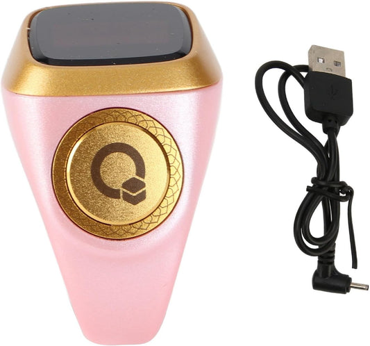 Finger Tally Counter, 20mm Rechargeable Tally Counter Ring BT5.1 Handheld Number Click Counter CNC Button Digital Finger Counter Support APP with 0.49in Screen (Pink)