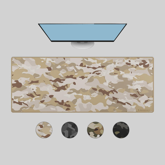 Das Keyboard Large Gaming Mouse Pad Desk Mat with Stitched Edge - Non Slip Base - Waterproof - Premium Cloth Mousepad for Home Work Gaming - Desert Camo