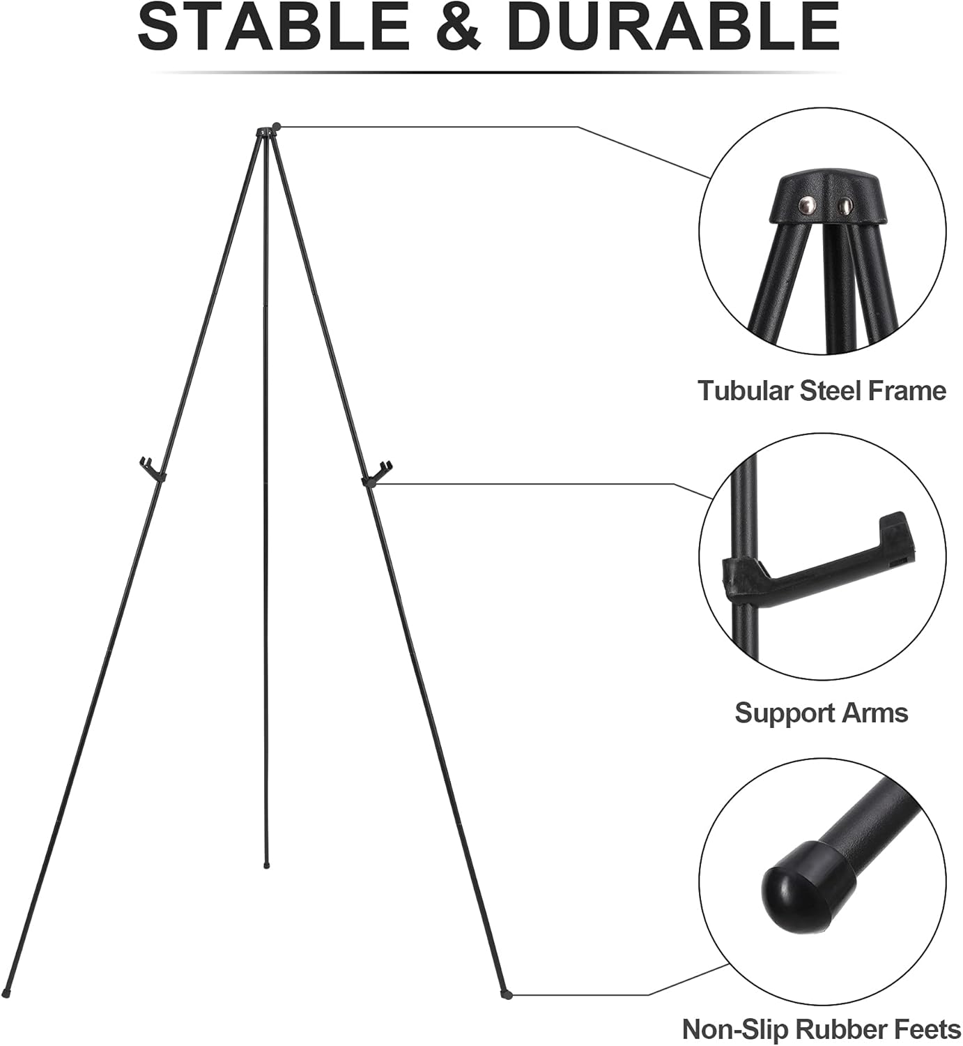 Easel Stand for Sign 63'' Art Easels for Display Wedding Welcome Poster Stand Portable Floor Metal Easel Black 3 Pack