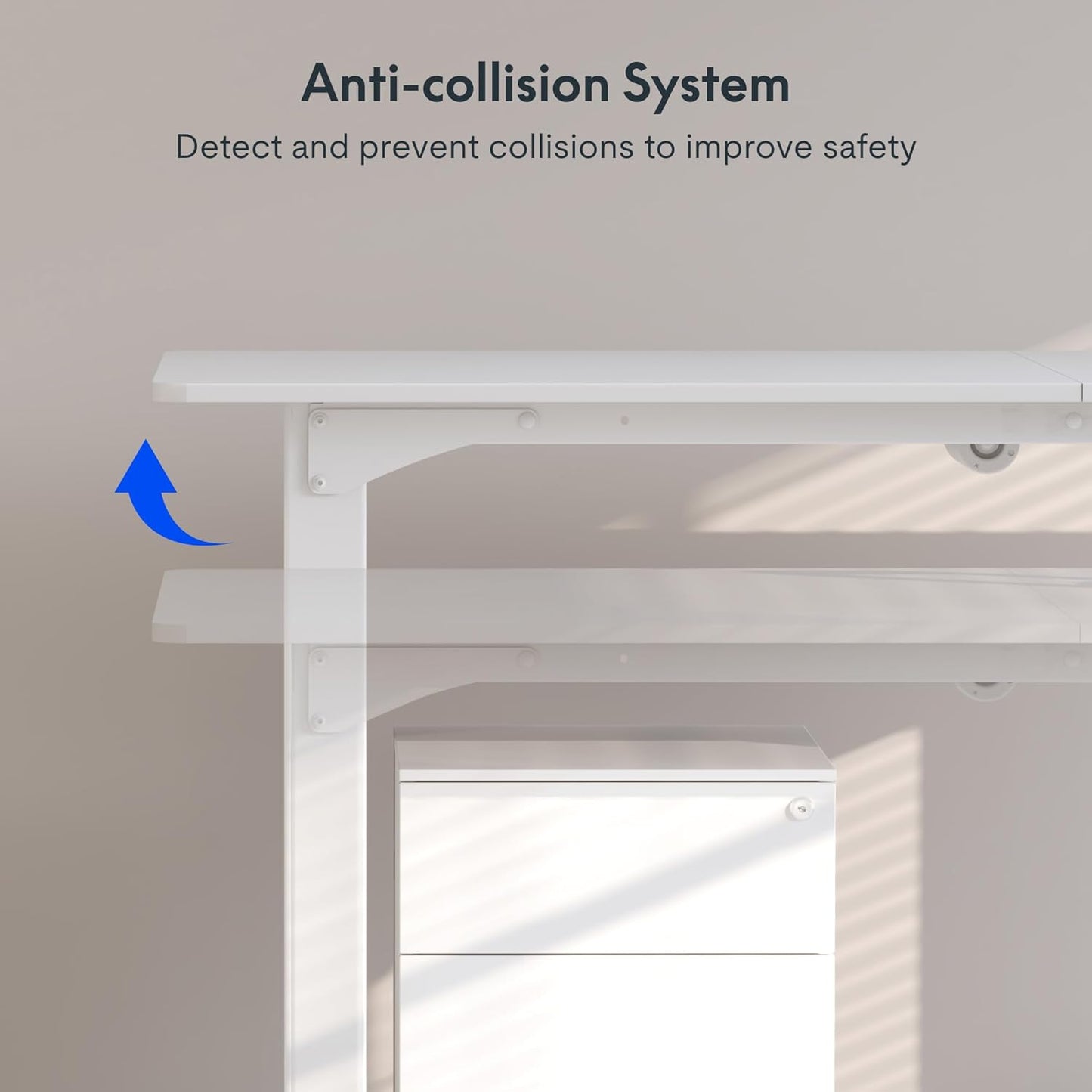 FLEXISPOT 4 Legs Standing Desk 63 x 28 Inch Electric Adjustable Height Desk with Splice Board Home Office Sit Stand Up Desk, White Top + White Frame