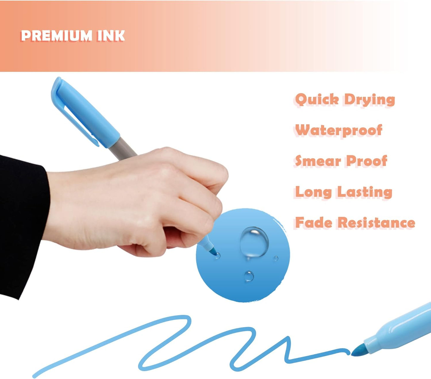 Permanent Markers 72 Assorted Colors - Waterproof Colored Pens Set 45 Fine Tip, 8 Ultra Fine, 8 Chisel Tip, 6 Neon, 5 Metallic Markers Home Office School Supplies for Kids, Adults Coloring