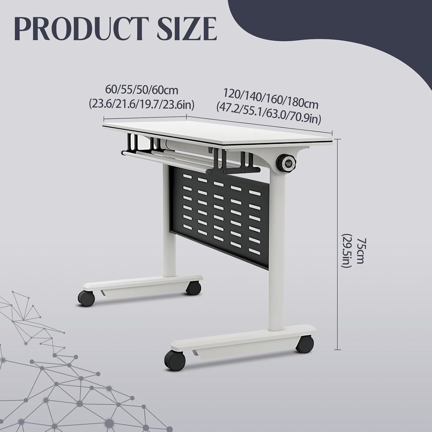 10Pack Conference Room Table, Folding Conference Table for Office Classroom, Mobile Training Tables with Casters Silent Wheels, Large Rectangular Convertible Modular Seminar Tables (10Pack L55.1in)