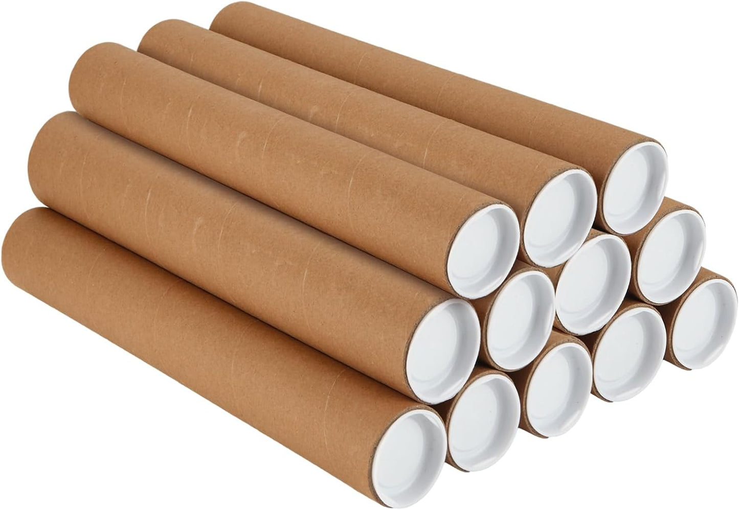 12PCS 2x16-Inch Mailing Tubes with Caps, Cardboard Shipping Tubes,Kraft Paper Tube Mailers for Shipping, Packing, Art Prints, Maps, Blueprint