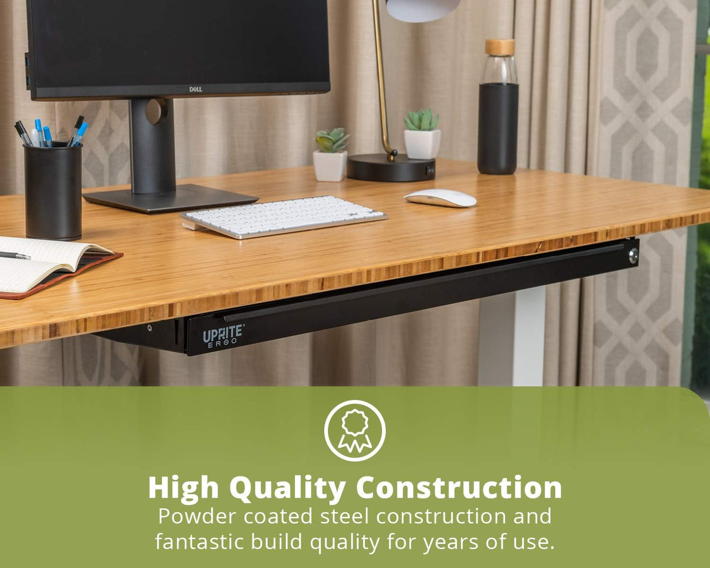 Perfect Posture Under Desk Storage Drawer with Lock — Slim Pen & Pencil Drawer for Regular & Sit-Stand Standing Desks, Black (33” x 9.5”)