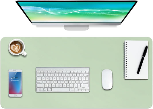 Boutilon Leather Desk Pad Protector,Non-Slip Mouse Pad,Laptop Desk Pad,Office Mouse Mat,Waterproof Leather Desk Blotter,Desk Writing Pad for Office and Home (XL-Green,35.4"x 15.7")