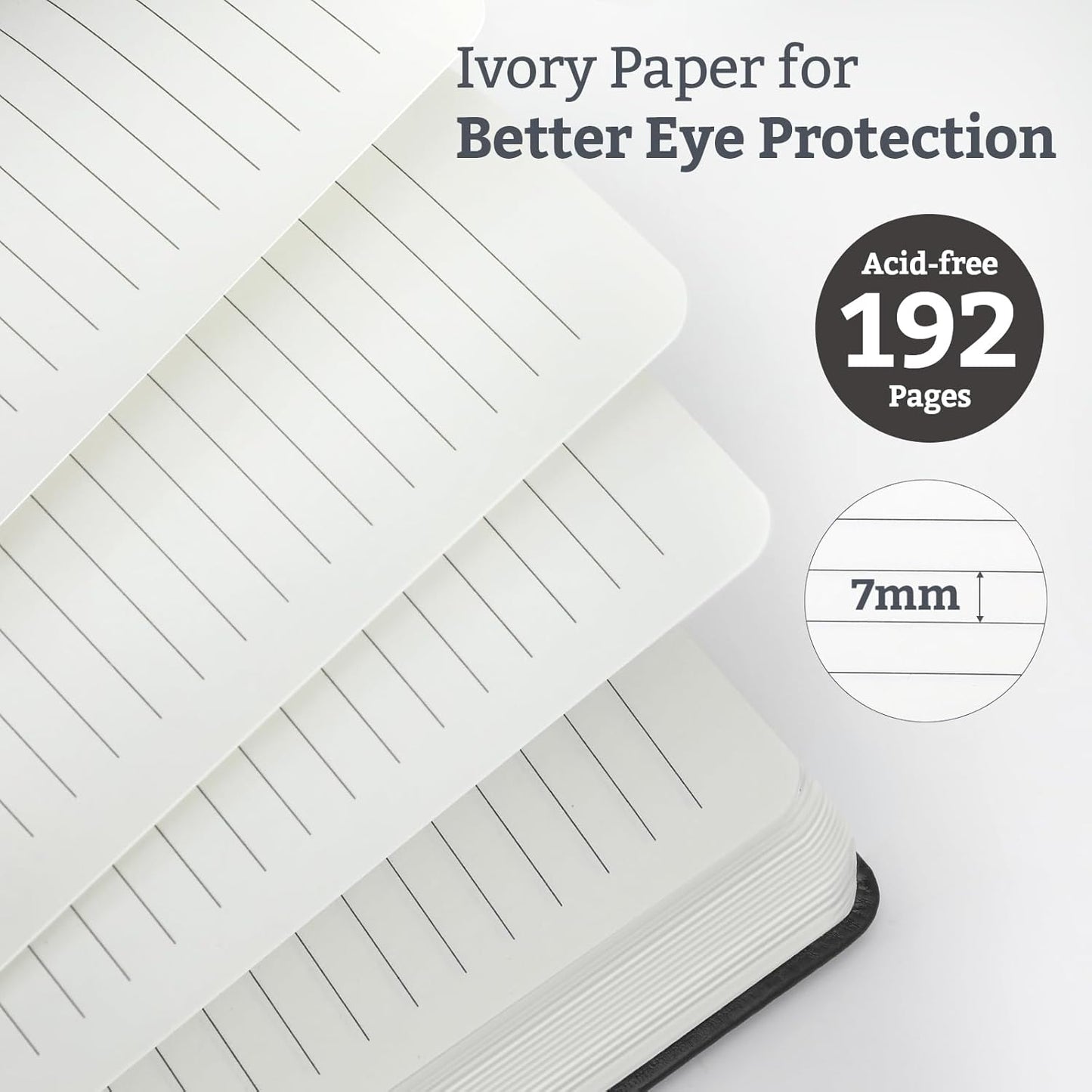 Hardcover Lined Bullet Dotted Journal Notebook, A5 140 192 Pages 100 120Gsm Paper College ruled for School,Work,Travel,and Daily Planning，5.7''*8.3'' (6, Black, A5 Lined)