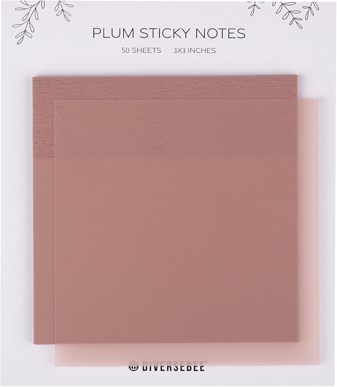 DiverseBee 50 Sheets Pastel Transparent Sticky Notes, 3x3” Clear Sticky Tabs, Translucent Page Flags Book Markers Stickers, Planner Accessories, Bible Journaling Study Office School Supplies (Plum)