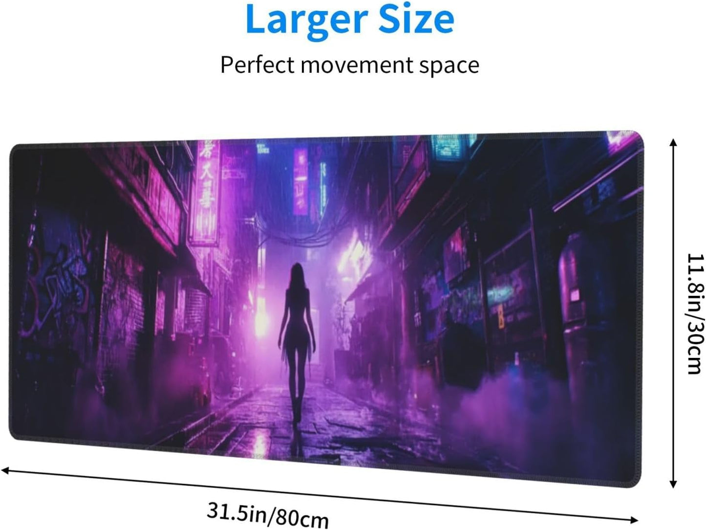 Punk Mouse Pad 31.5 X 11.8 Inch Big Desk Rubber Base Stitched Edges Keyboard Pad XXL Mouse Mat for Home Game and Office