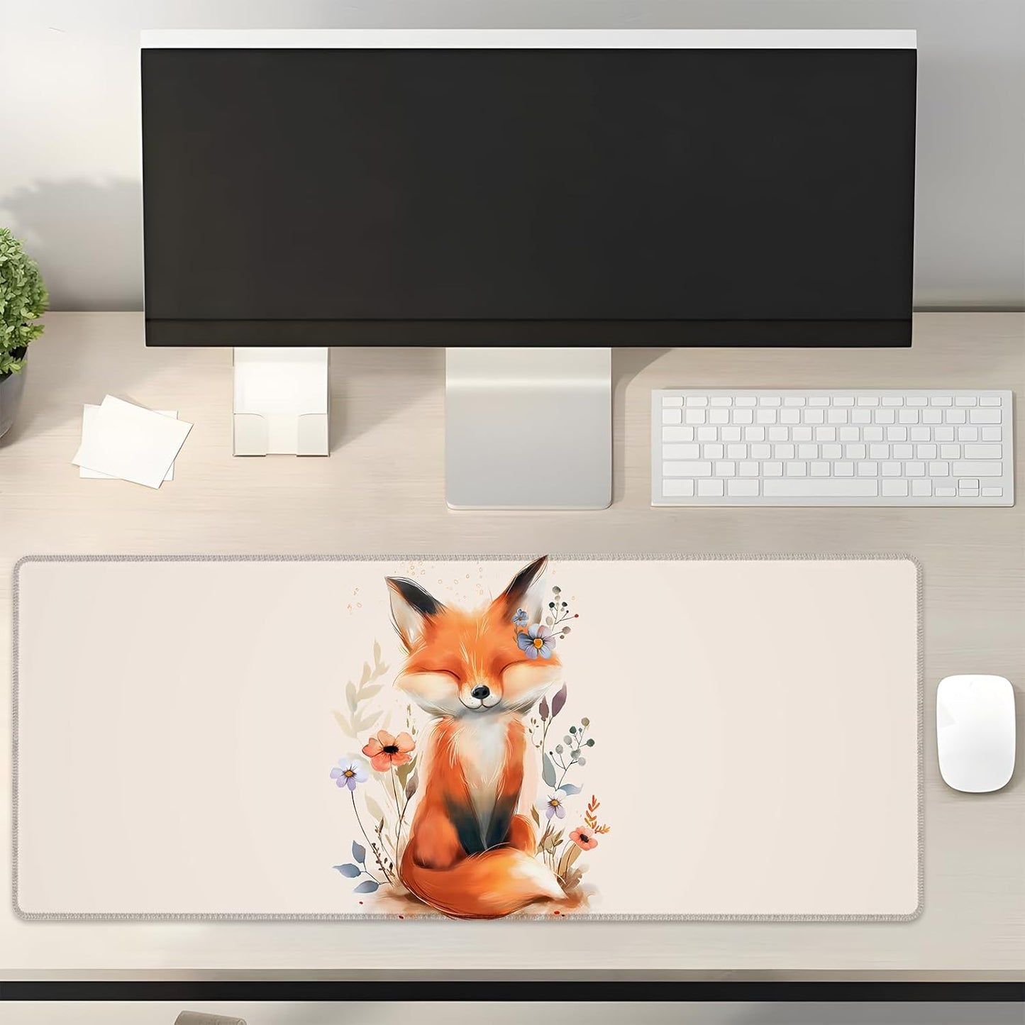 Fox Gaming Mouse Pad Gifts 31.5" x 11.8", Non-Slip Rubber Base MousePads for Computers Laptop School Office Home Accessories Decor, Mouse Pad, Keyboard Desk Mat