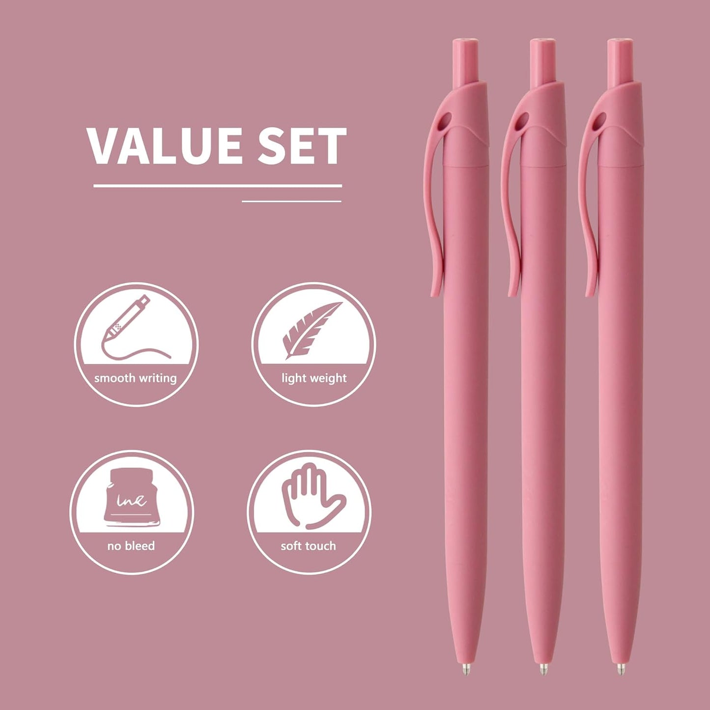 deegtran Pens Bulk, 50 Pack No Bleed Click Pens, Wholesale Retractable Ballpoint Pens, Pen Medium Point, Smooth Ink Pens, 1.0MM Red Ink