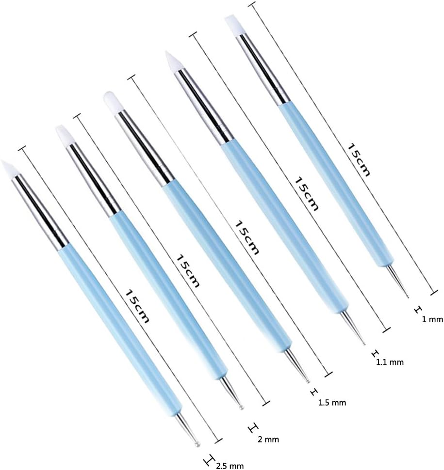 Ecjiuyi 9PCS Sculpting Tools,4PCS Double-Ended Metal Ceramic Clay Ball Stylus Dotting Tools and 5PCS 2 Way Silicone Polymer and Embossing Paper Flower Indentation Tool Set