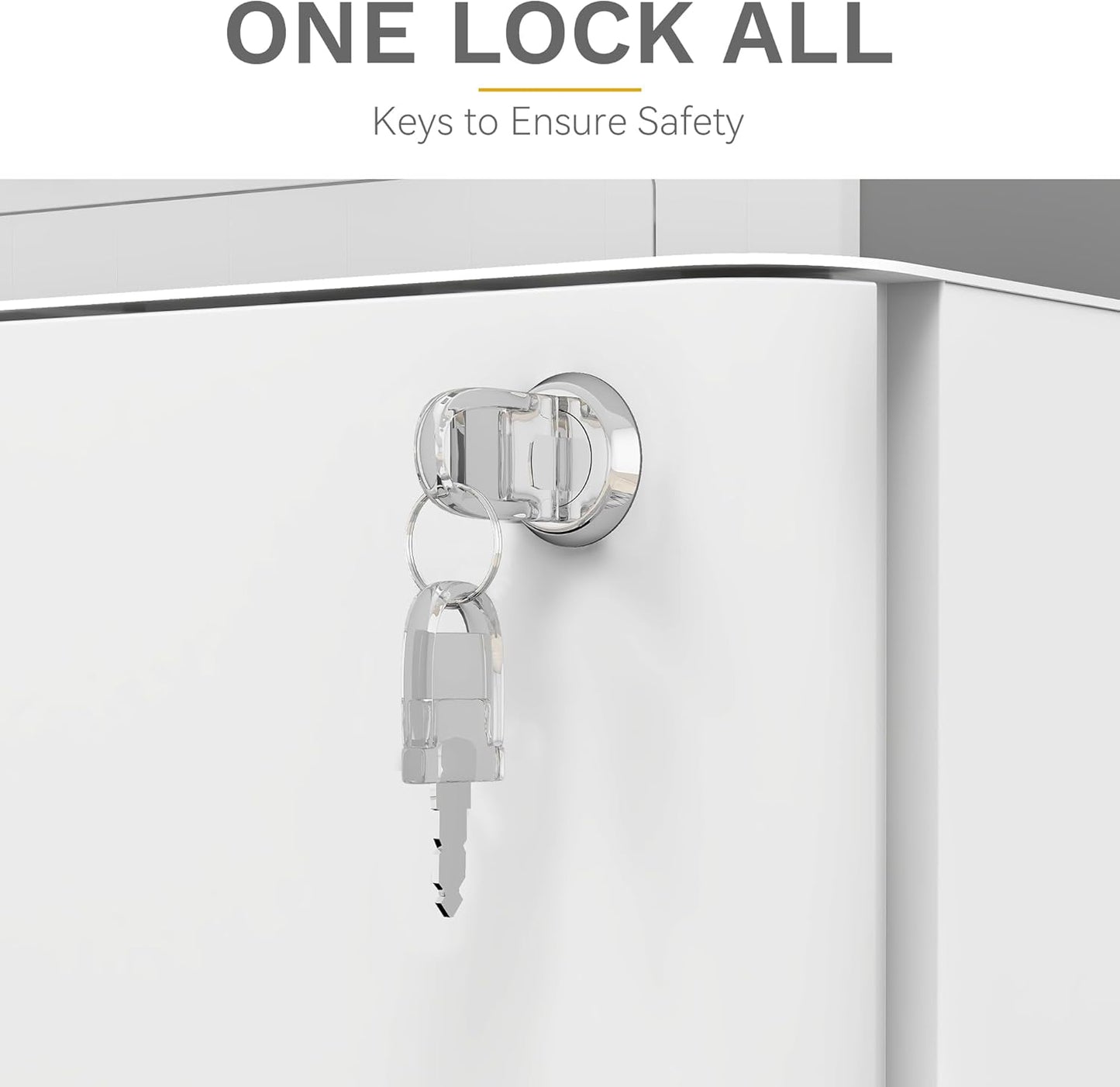 DWVO 3-Drawer Vertical File Cabinet, Mobile Filing Cabinet with Lockable, Pre-Assembled Compact Slim File Cabinet, Portable Office Storage for A4/Letter/Legal Documents (White)