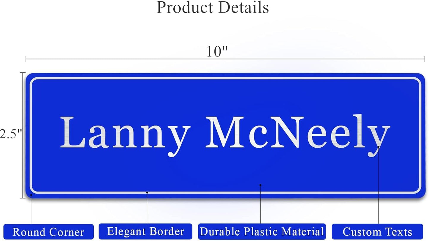 Custom Office Engraved Name Plate, Personalized Elegant Name Plates for Door or Wall Sign, Door Name Plate with Adhesive, Laser Engraving, 10 Colors Available (2.5" x 8")