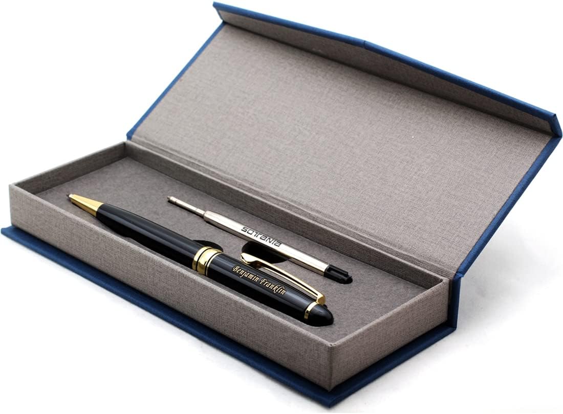 Free Engraving - Personalized Roller Ballpen, Ballpoint pen, Refillable Pens, Retractable Medium Refill Pen Black Ink, Custom Gifts for Men and Women, Classy Gift Box