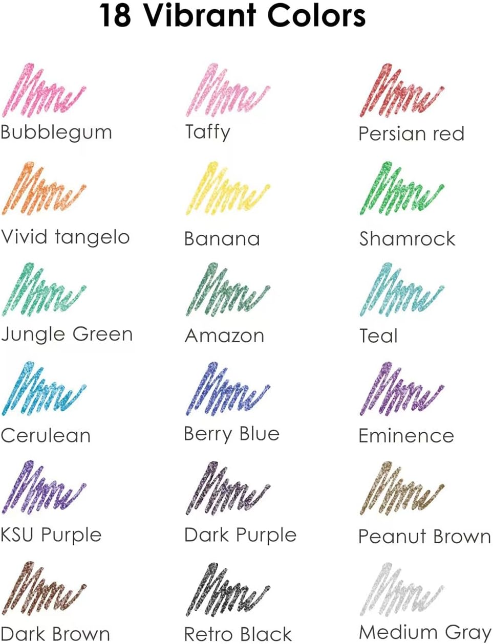 Glitter Gel Pens 18 Colors, Metallic Vibrant Sparkle Gel Pens for Coloring, Retractable Sparkle Glitter Pens for Adults,Colored Gel Pens for Adult Coloring Books and Drawing