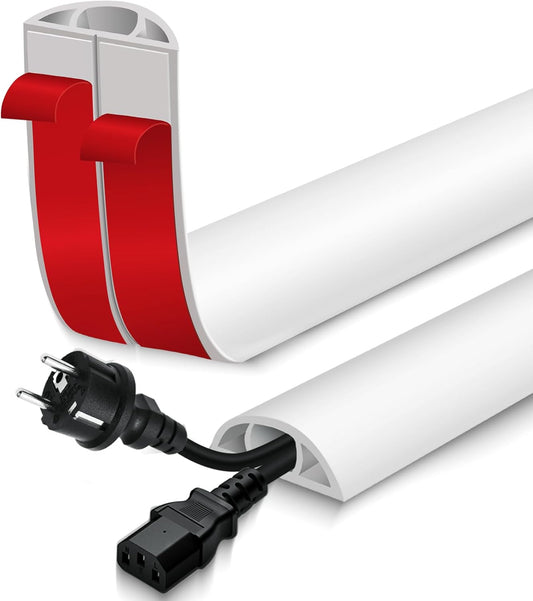 Floor Cord Cover for Wires on Floor Self Adhesive Cord Hider Floor Cable Management Wire Covers for Cords Protector Prevent Cable Trips Cord Cavity W 0.47" x H 0.27", White, 10Ft