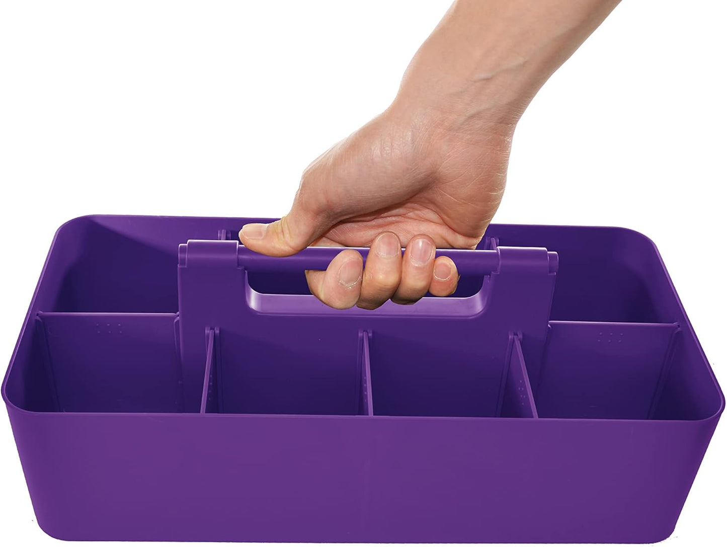 -Large Portable Caddy, DIY Dividers, 8 Compartments, School Office Supplies Home Business Portable Basket with Handle Storage Made in USA (3 PACK, Royal Purple/Lavender/Pink)