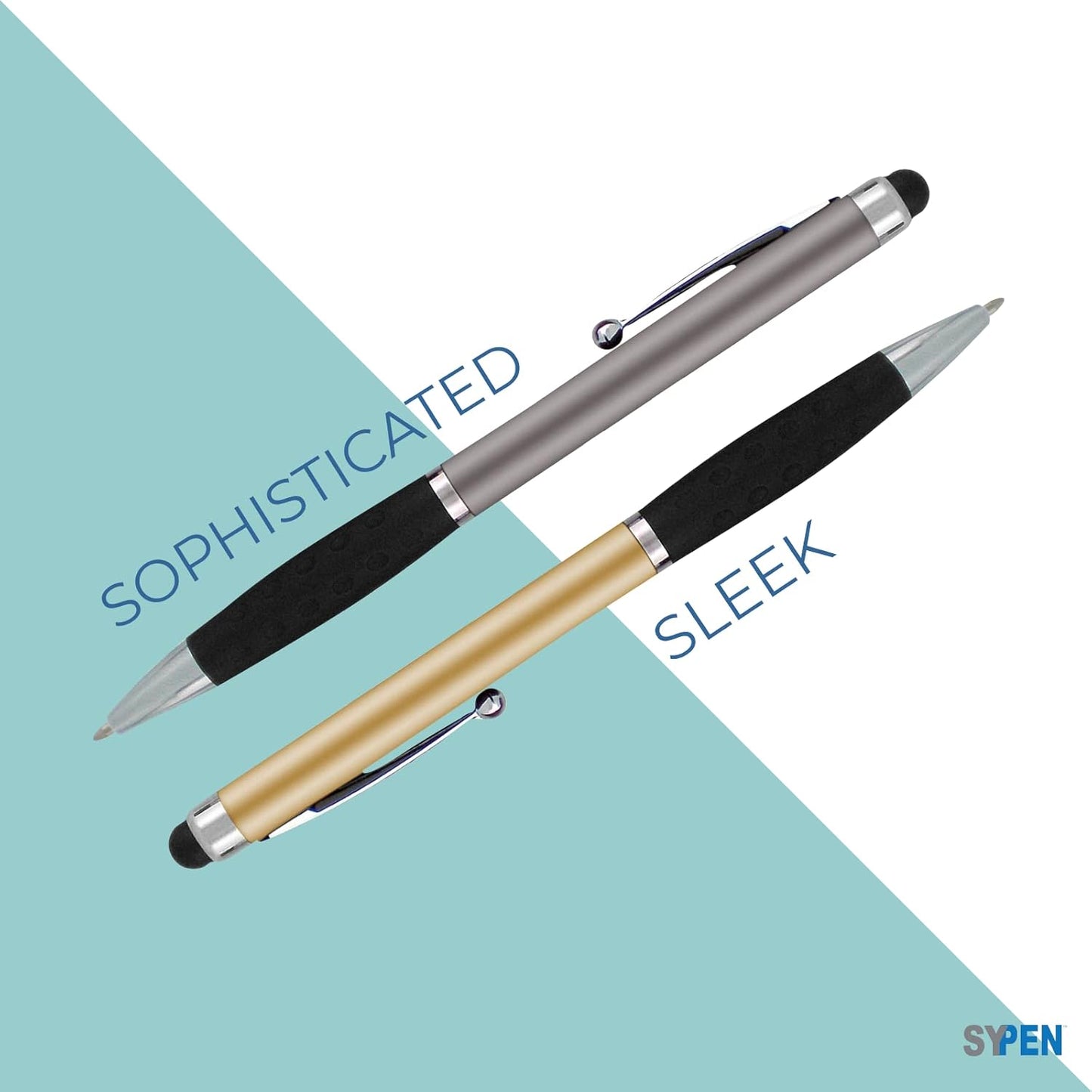 Personalized Pens With your Custom Logo or Text-300 Pack Bulk-for Businesses, Parties, and Events, 2 in 1 Ballpoint Pen & Stylus Compatible with Touchscreen Devices, Grey Barrel, Black Ink