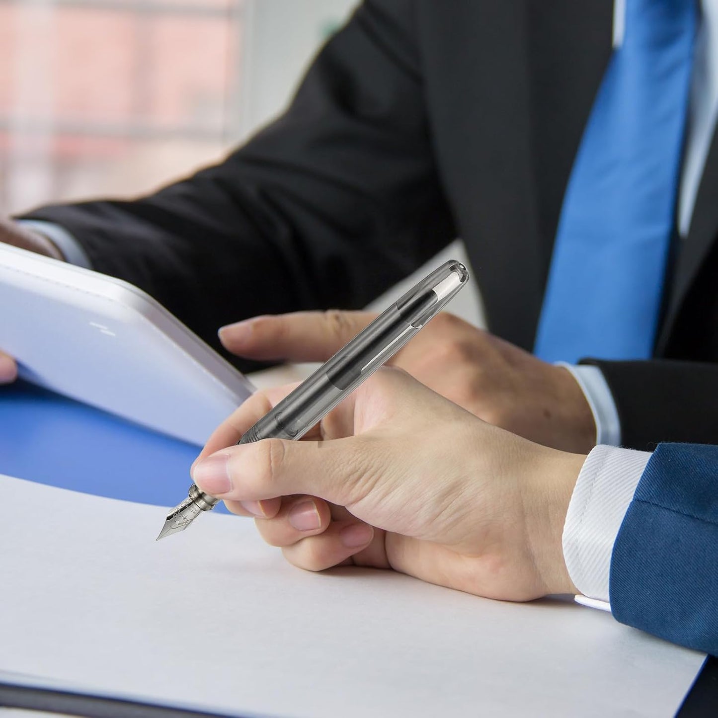 PATIKIL 60Pcs Fountain Pen Ink Cartridges, 3.4mm Bore Diameter Pen Ink Refill Standard International Refill Cartridges for Writing Business, Dark Pink