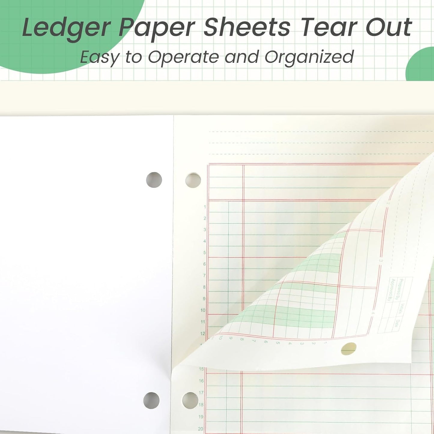 gisgfim 2 Pads 100 Sheets Columnar Analysis Pad 3 Hole Punch Accounting Ledger Book 8-1/2 x 11 Ledger Paper Pad Double Page Format Columnar Pads for Business Bookkeeping & Data(4 Column Ledger)