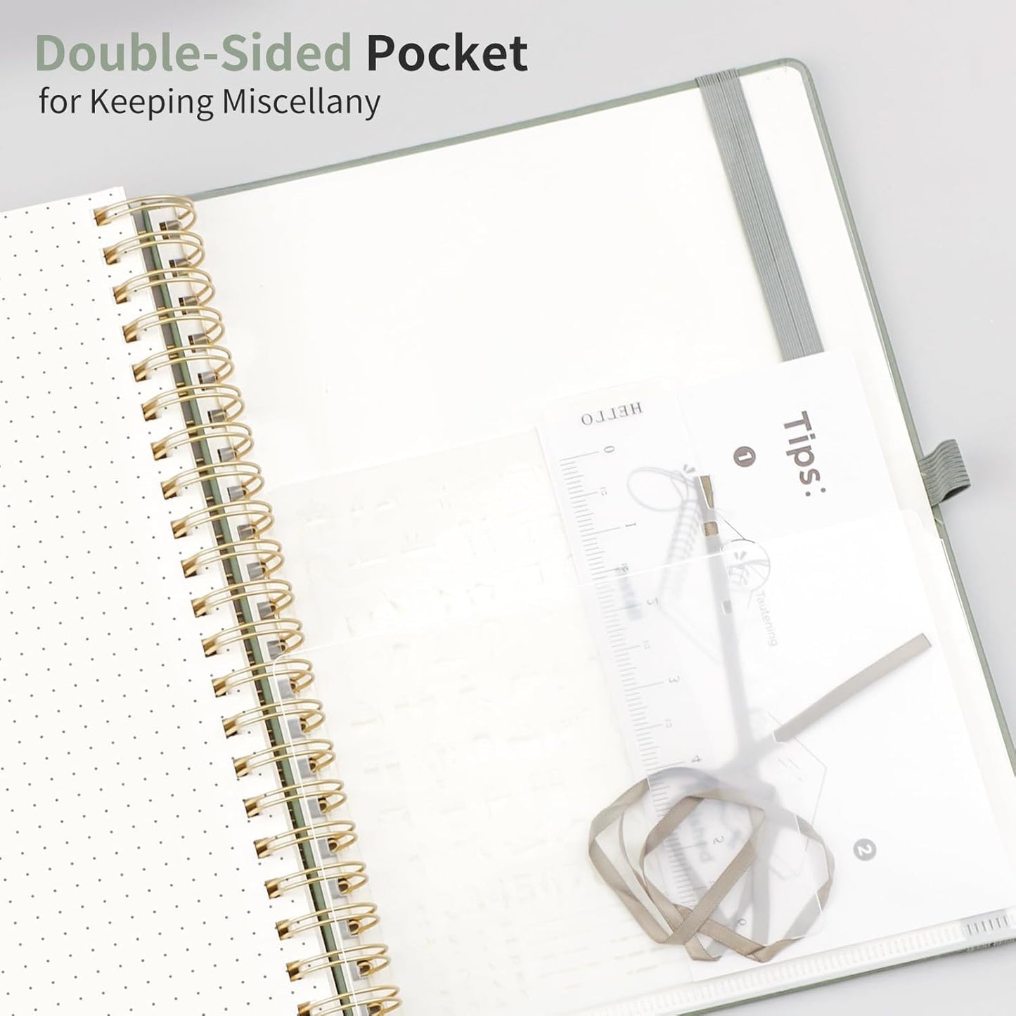 EMSHOI Spiral Graph Paper Notebook - 300 Pages, 100 GSM Thick Grid Notebook, A4 Large Hardcover Leather Journal for Women Men Work School Writing Engineering Graphing, 8.27" x 11.2", Light Green