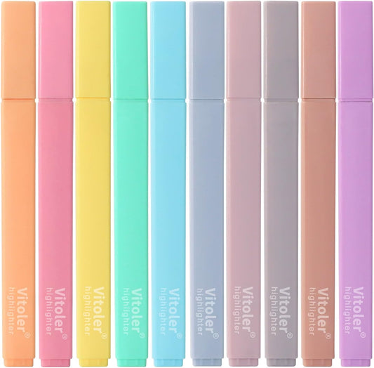 Highlighters,10Pcs Bible Highlighters,Chisel Tip Bible Markers,Pastel Purple Highlighter for Journaling Planner Notes School Supplies, assorted colors no bleed Pens