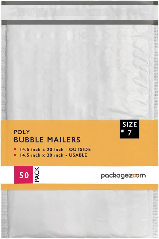 14.5x20 inches Poly Bubble Mailer Self Seal Shipping Envelopes 2.5 Mil 50 Pack