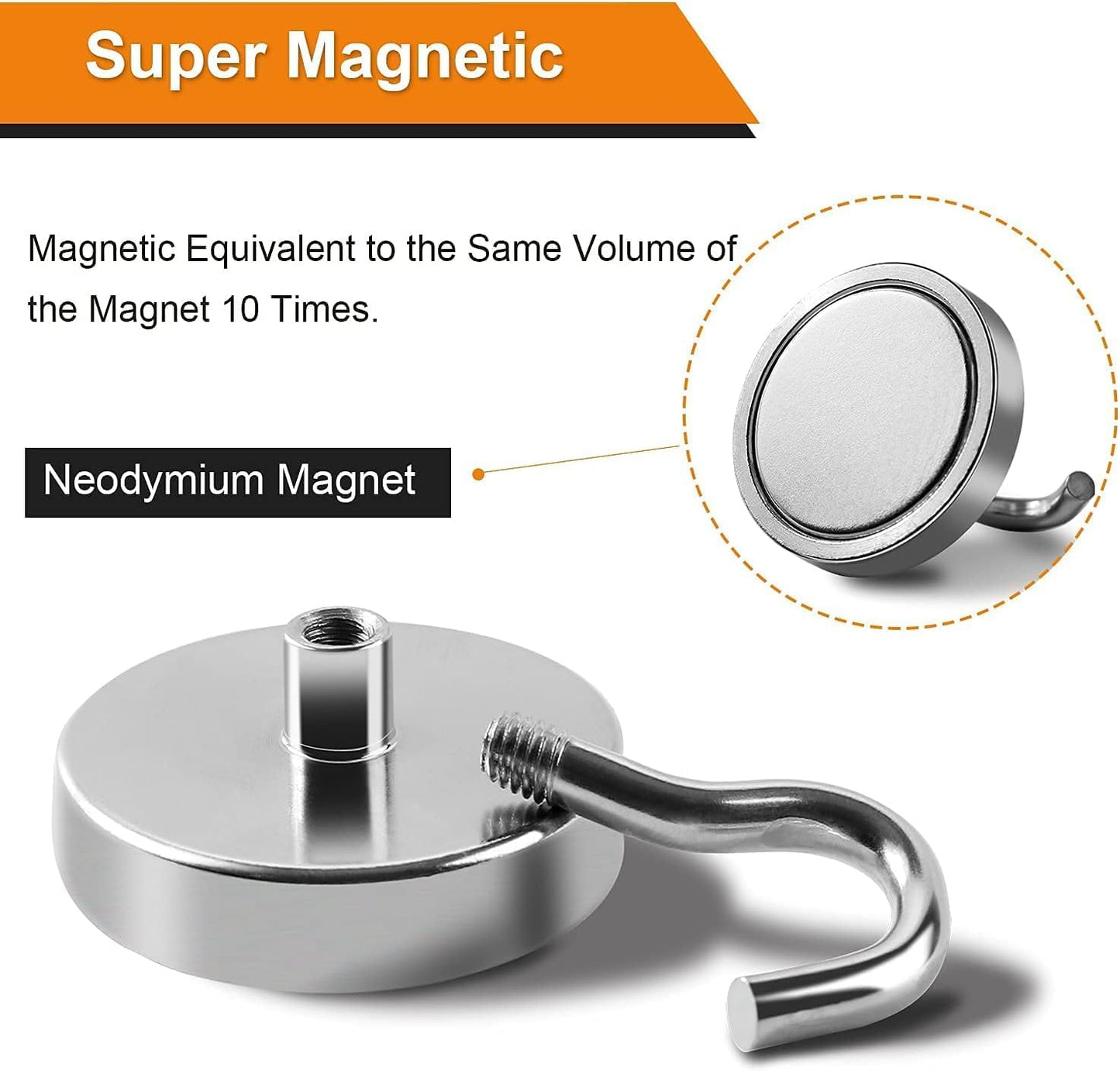 DIYMAG 6 Packs Magnetic Hooks,150 Lb Heavy Duty Neodymium Magnets for Refrigerator, Strong Cruise Ship Essentials Hook for Hanging, Magnetics Hanger for Grill