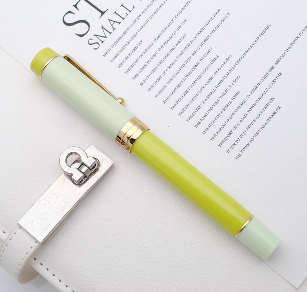 JINHAO 100 Fountain Pen with Ink Converter (Medium Nib 0.7mm, Green Lemon)