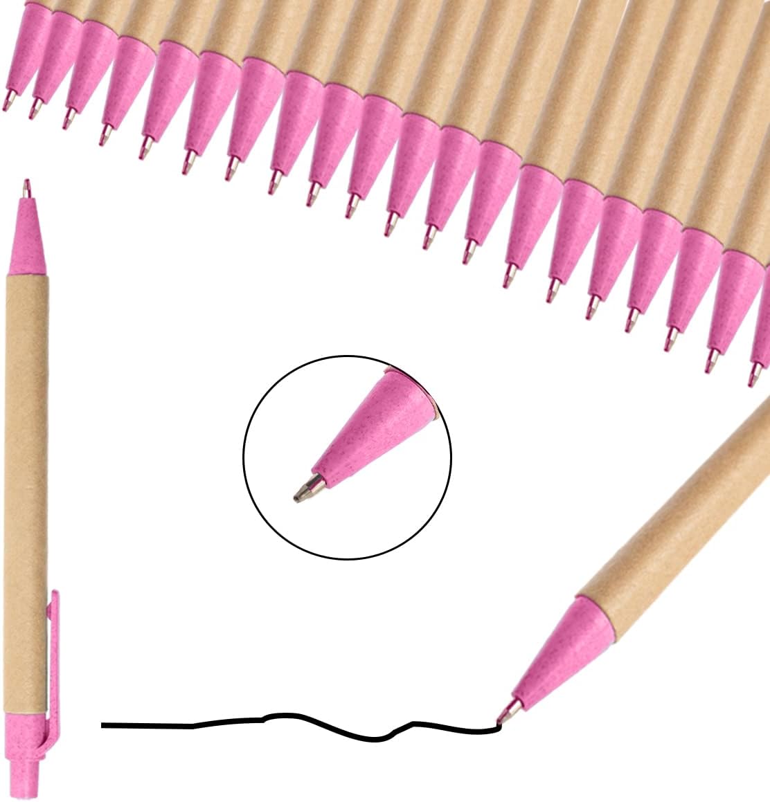 Simply Genius 100-Pack Eco-Friendly Retractable Ballpoint Pens, 1mm Tip, Black Ink, Medium Point for Journaling, Office, School and Home (Assorted)