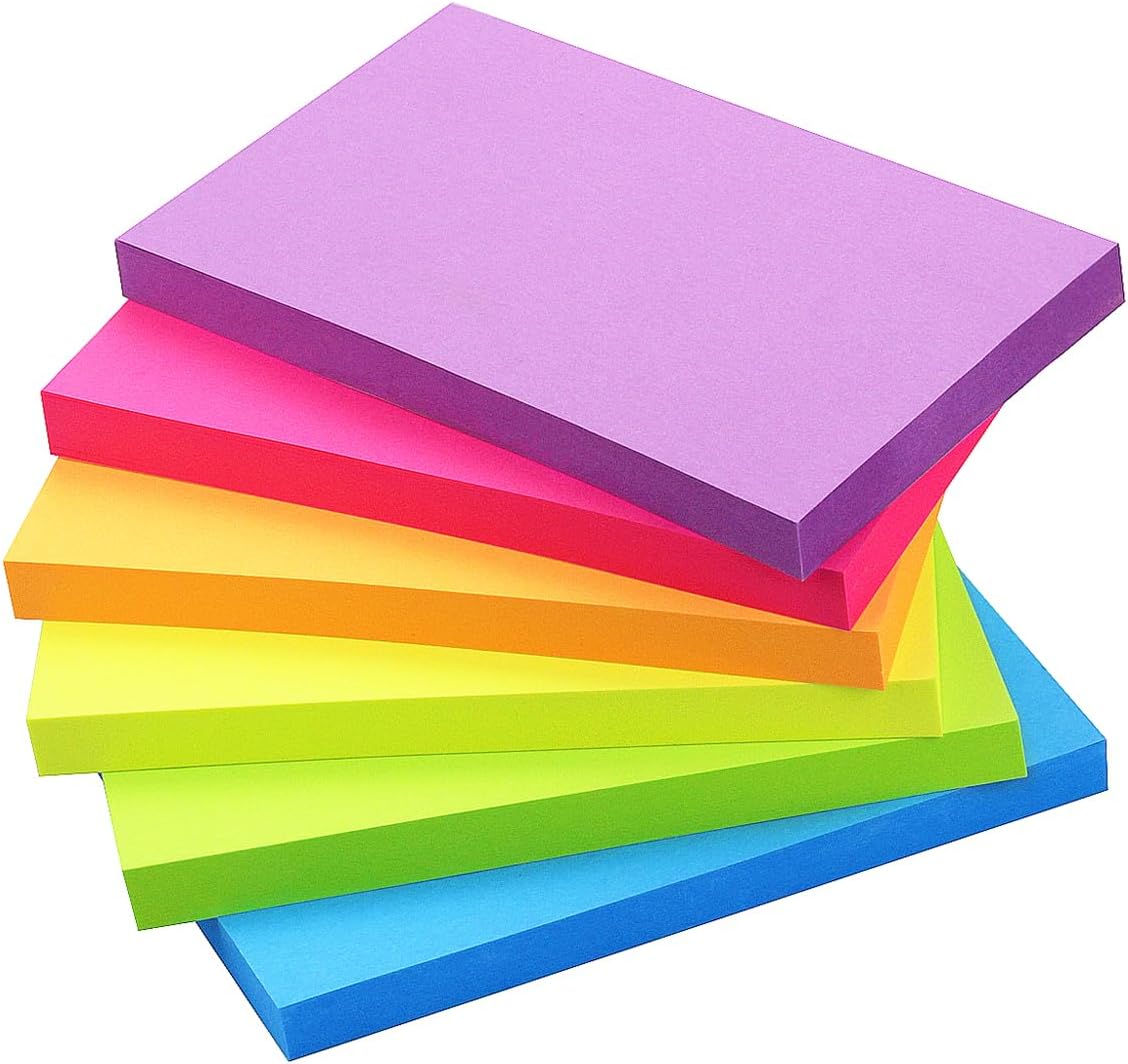 Early Buy Sticky Notes 3 in x 5 in, 6 Bright Color, 6 Pads Self-Stick Notes, 70 Sheets/Pad