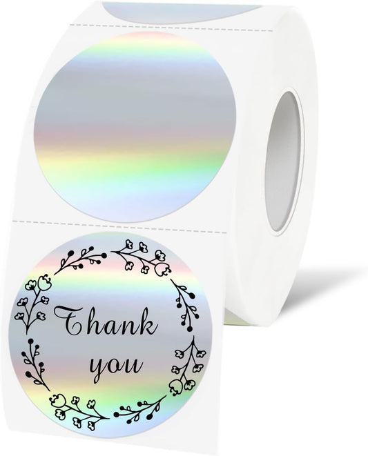 1.5 Silver Round Thermal Sticker Labels, 500 Labels per Roll, Direct Thermal, Multi-Purpose