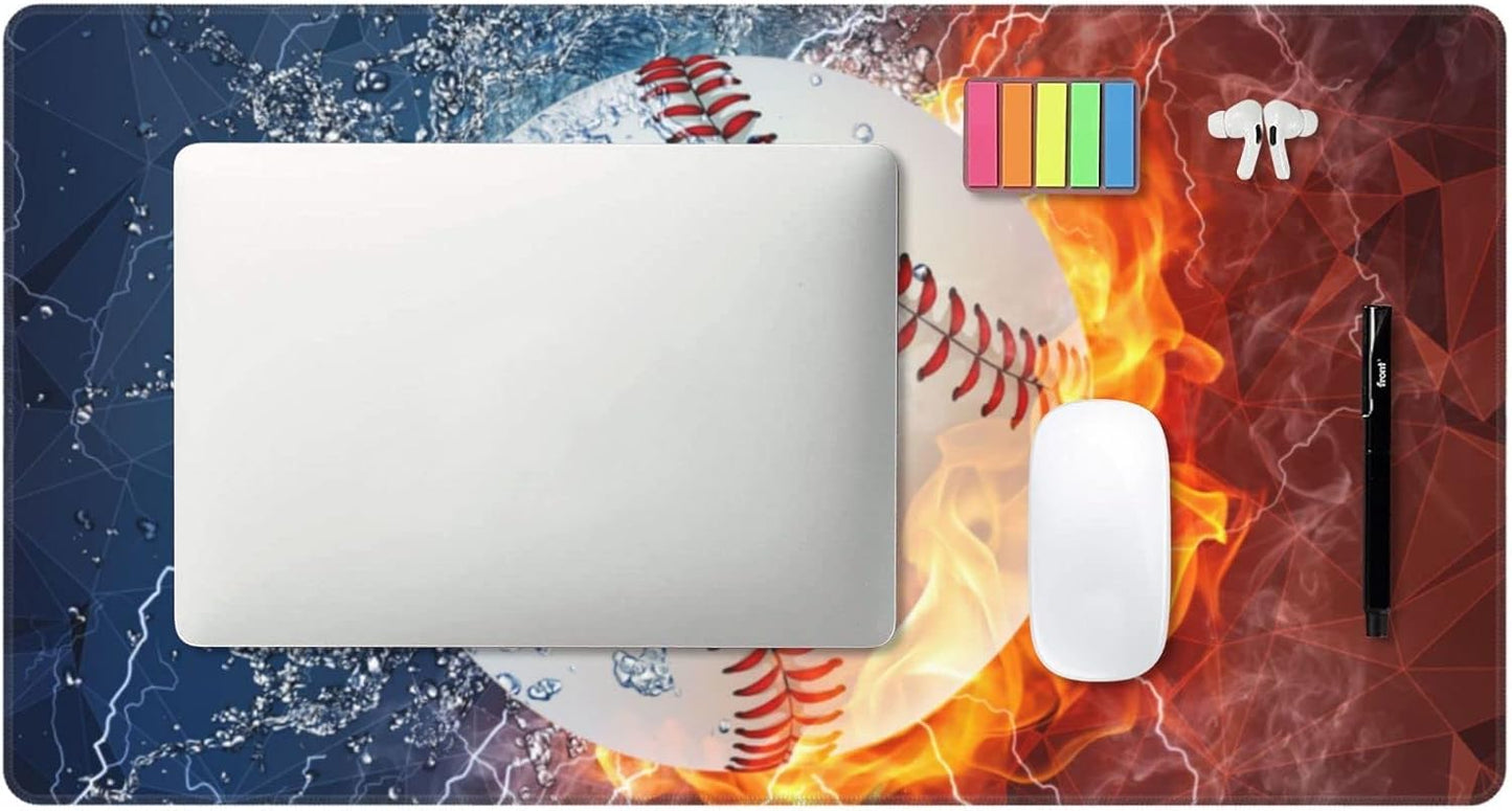 Sports-Themed Extended Large Gaming Mouse Pad with Baseball Pattern for Teens Boys Men, 29.5 x 15.8 inch Extra Large Mousepad Non-Slip Rubber Base Keyboard Desk Mat for Computer Laptop