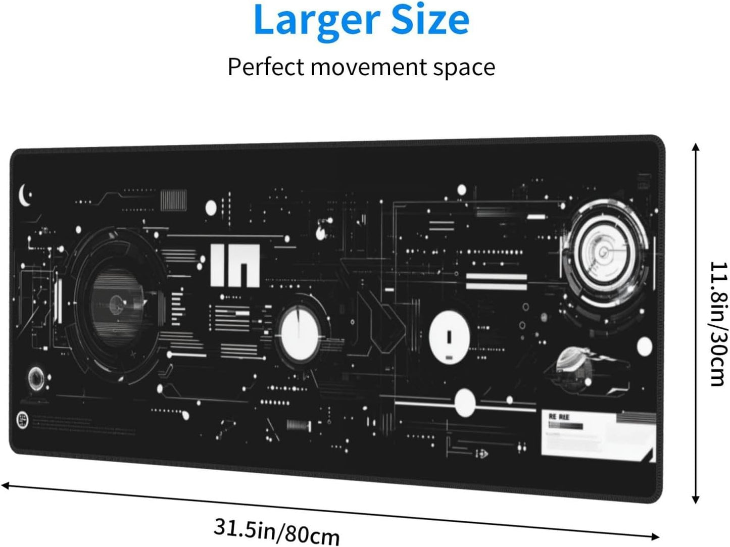 Mechanical Mouse Pad 31.5 X 11.8 Inch Big Desk Rubber Base Stitched Edges Keyboard Pad XXL Mouse Mat for Home Game and Office