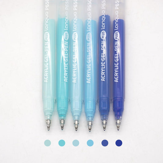 Acrylic Gel Pens for Coloring Books, Quick Dry 6 Pcs 1.0mm Fine Point Gel Marker Pen for Drawing, Journaling Art, School Supplies, Sea Salt Blue