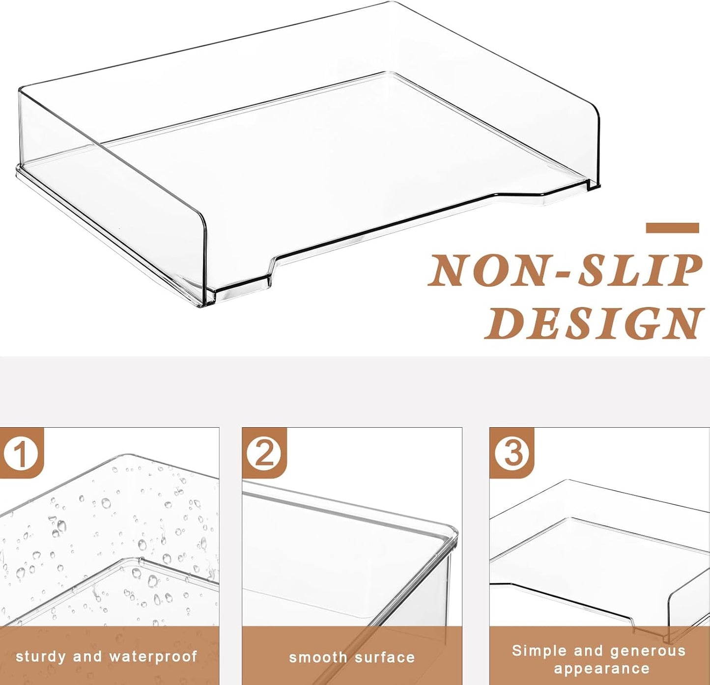 12 Pcs Stackable Letter Tray Rectangular Plastic Desk Organizer 13 x 9.5 x 2.6 in Paper Holder File Tray Accessories Rack for Desktop Office Desk Drawers (Clear)