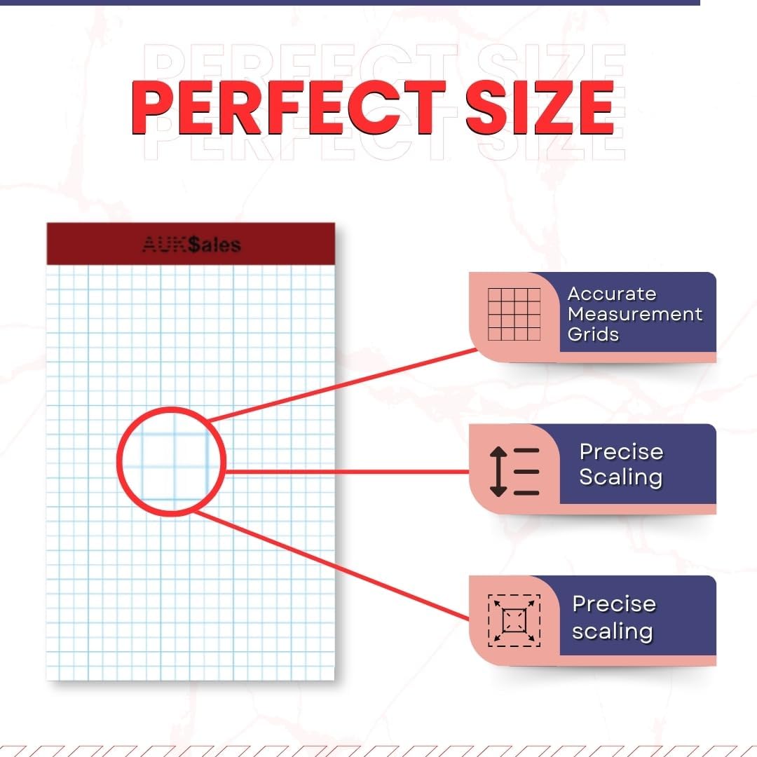 Grid Paper Pad 5x8 Inches, Graph Paper Pad 4x4, Grid Notepad, 12 Pack, 5x8 Graph Paper 1/4 Grid, Graphing Paper, Engineering Pad, 100 Sheets 200 Pages Perforated Pad for School, Home, & Office