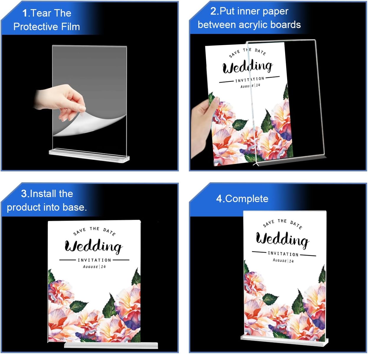 10 Pack Acrylic Sign Stand 8.5 X 11, Vertical T-Shape Clear Plastic Display, Double-Sided Clear Table Top Sign Holder, Suitable for Office, Store