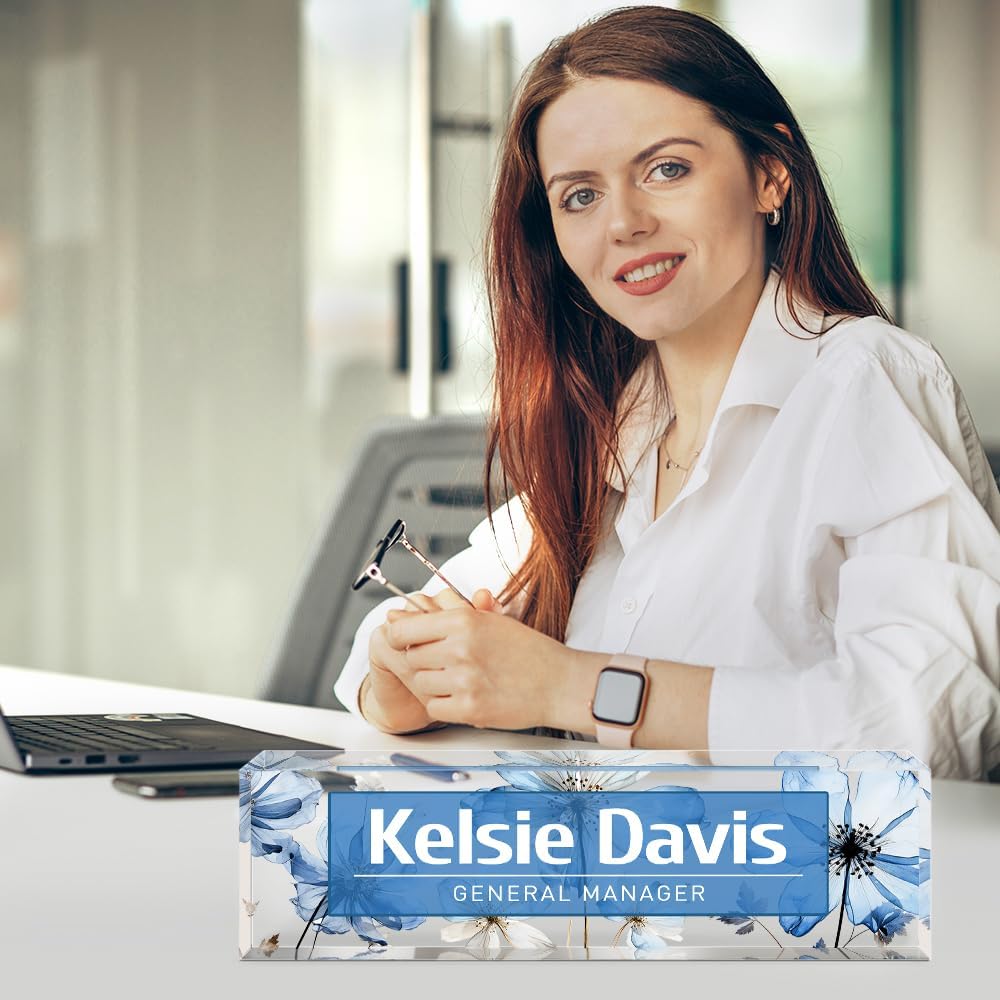 Gowelly Office Desk Name Plate Personalized |Custom Name Plates for Desk| Custom Employee Appreciation Gifts | Office Gifts for Women, Boss, Employee, Teacher, Social Worker